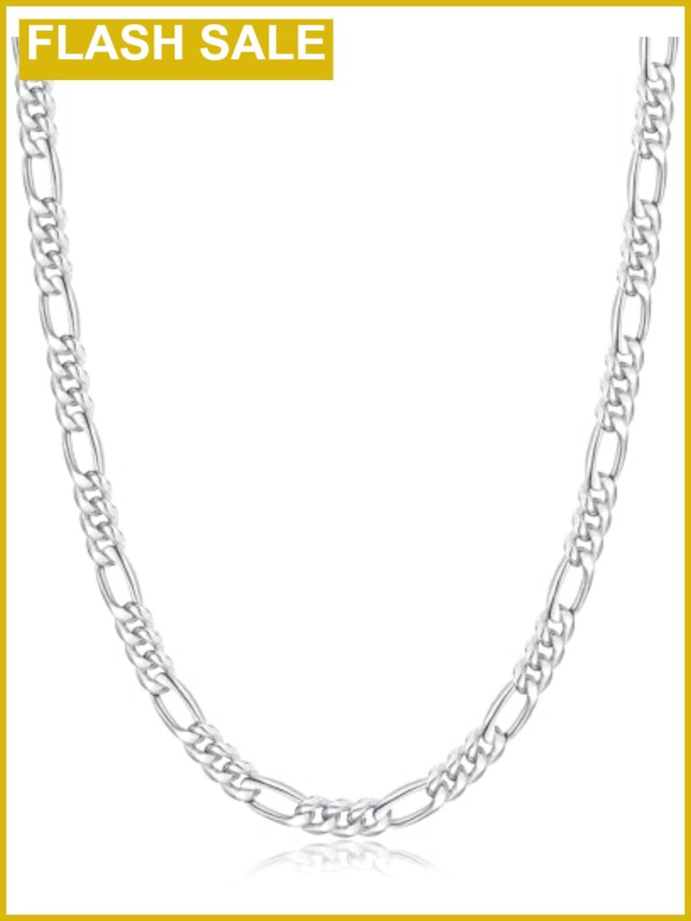 Mens Figaro Chain Necklace 14K Gold Plated Stainless Steel 16 Inch